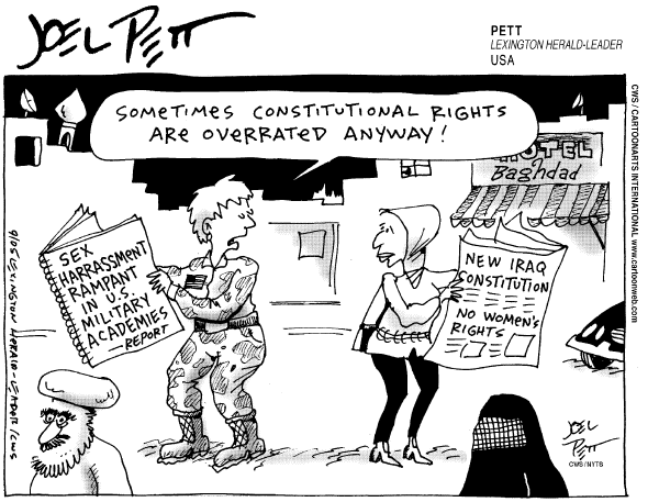 Political cartoon on Progress in Iraq by Joel Pett, Lexington Observer