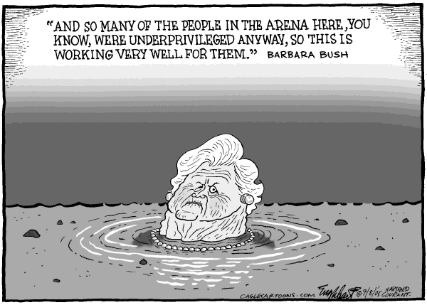 Political cartoon on Bush Responds to Katrina by Bob Engelhart, Hartford Courant