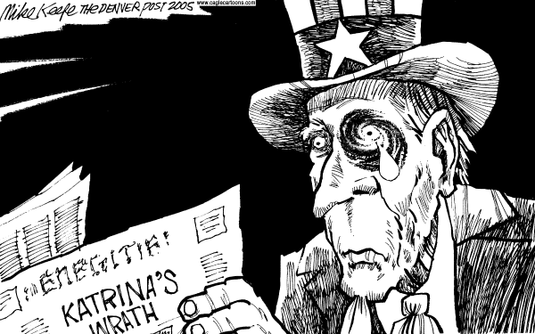 Political cartoon on Other Katrina News by Mike Keefe, Denver Post