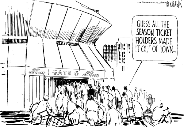 Political cartoon on Hurricane Katrina's Toll High by Paul Conrad, Tribune Media Services