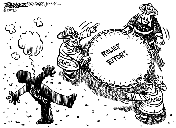 Political cartoon on Katrina Response Questioned by John Trevor, Albuquerque Journal
