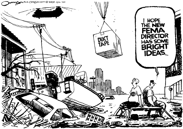 Political cartoon on Katrina's Toll Rises  by Jack Ohman, The Oregonian
