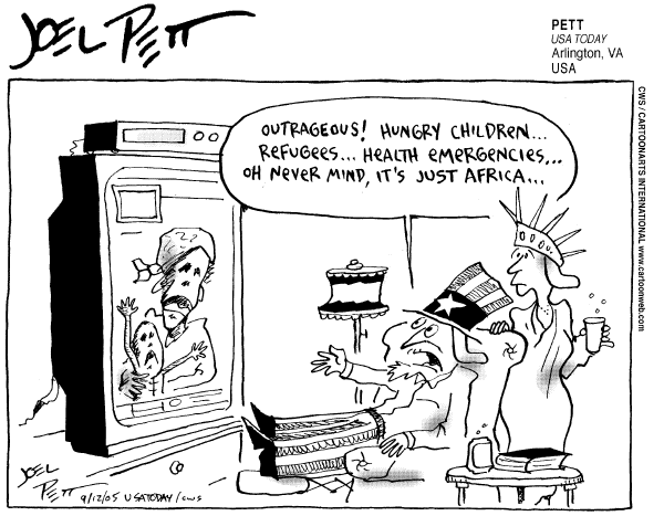 Political cartoon on Katrina's Toll Rises  by Joel Pett, Lexington Observer