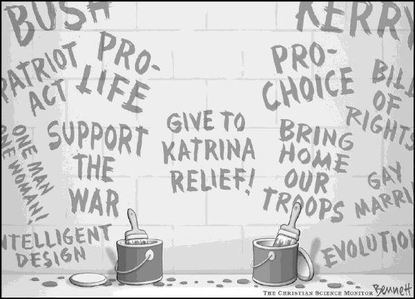 Political cartoon on Katrina's Toll Rises  by Clay Bennett, Christian Science Monitor