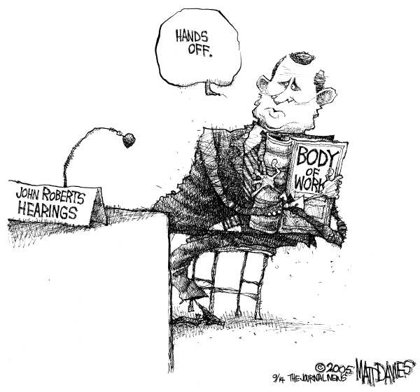 Political cartoon on Roberts Confirmation Appears Likely by Matt Davies, Journal News
