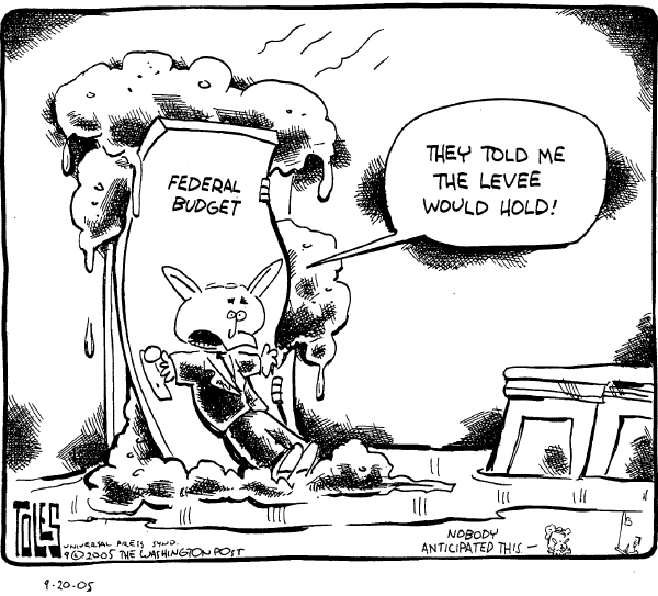 Political cartoon on US Economy Stays the Course by Tom Toles, Washington Post