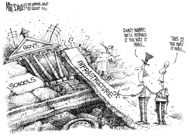 Political cartoon on Hurricane Recovery Continues by Matt Davies, Journal News