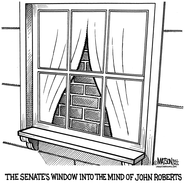 Political cartoon on Roberts Sailing Through Hearings by RJ Matson, New York Observer