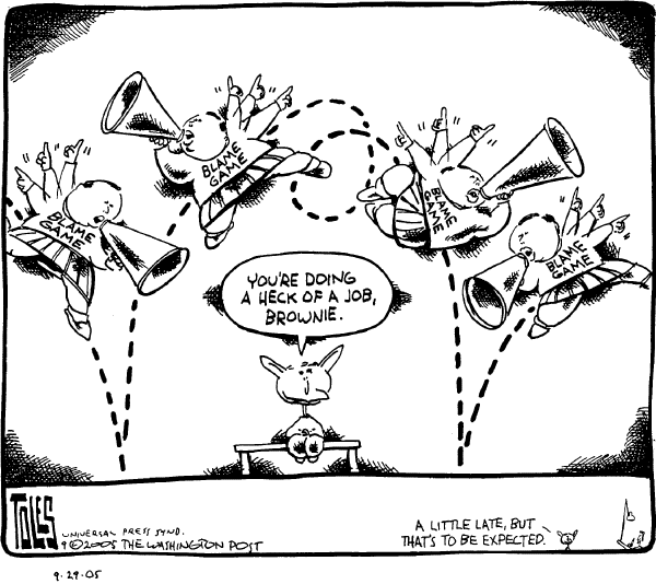 Political cartoon on Michael Brown Testifies by Tom Toles, Washington Post