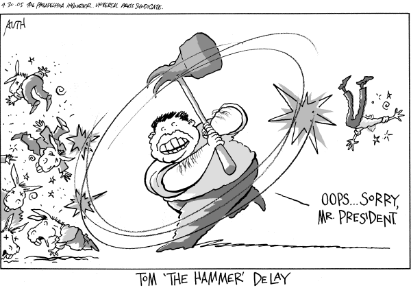 Political cartoon on Tom Delay Indicted by Tony Auth, Philadelphia Inquirer