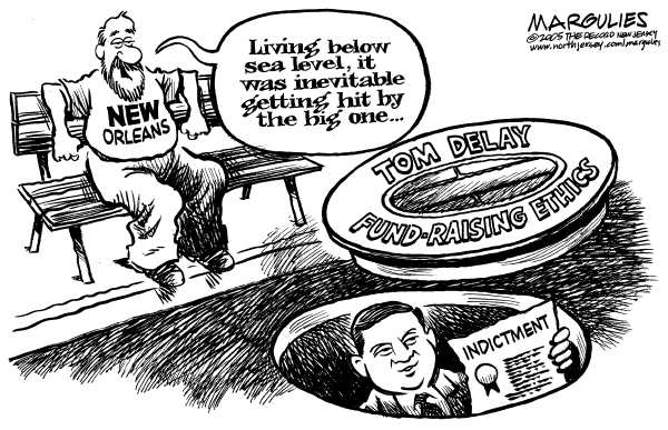 Political cartoon on Tom Delay Indicted by Jimmy Margulies, The Record, New Jersey