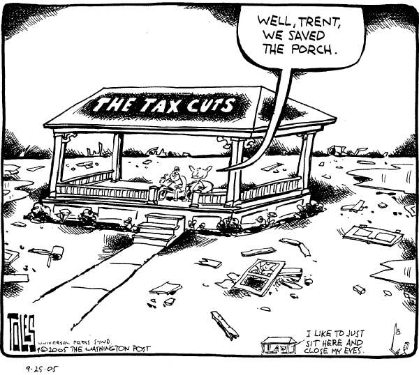 Political cartoon on US Economy in High Gear by Tom Toles, Washington Post