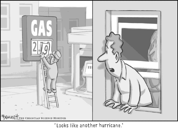 Political cartoon on Hurricane Rita Slams Coast by Clay Bennett, Christian Science Monitor