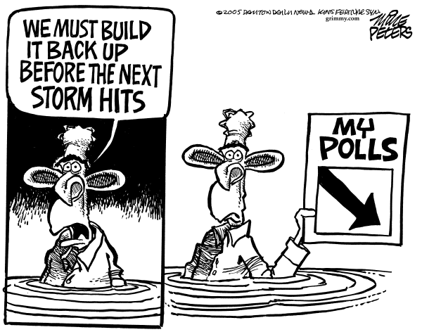 Political cartoon on Hurricane Rita Slams Coast by Mike Peters, Dayton Daily News