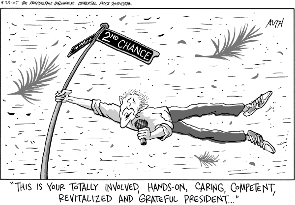 Political cartoon on Hurricane Rita Slams Coast by Tony Auth, Philadelphia Inquirer