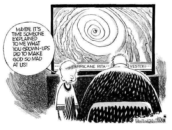 Political cartoon on Hurricane Rita Slams Coast by Don Wright, Palm Beach Post