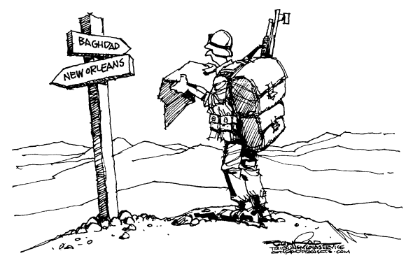 Political cartoon on Big Gains In Iraq by Paul Conrad, Tribune Media Services