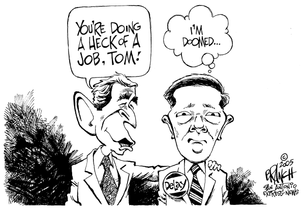 Political cartoon on Delay Indicted Again by John Branch, San Antonio Express-News