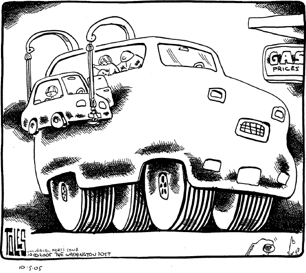 Political cartoon on Economy Stays The Course by Tom Toles, Washington Post