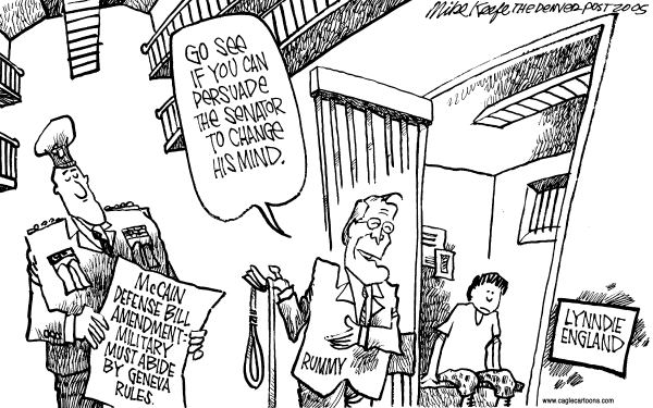 Political cartoon on Torture Rules Debated by Mike Keefe, Denver Post