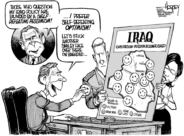 Political cartoon on The End is Near in Iraq by David Horsey, Seattle Post-Intelligencer
