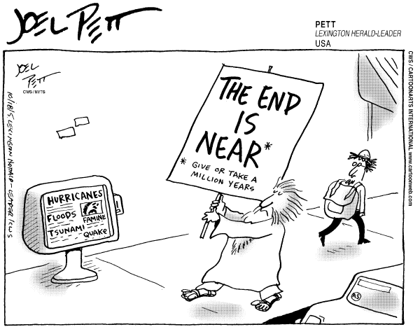 Political cartoon on Natural Disasters Continue by Joel Pett, Lexington Observer