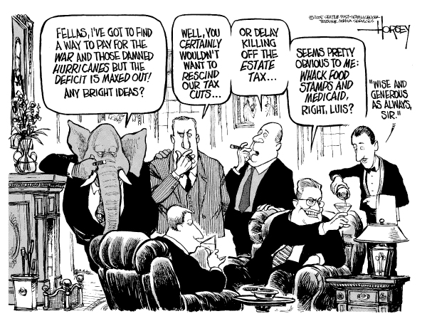 Political cartoon on GOP to Fix Economy by David Horsey, Seattle Post-Intelligencer