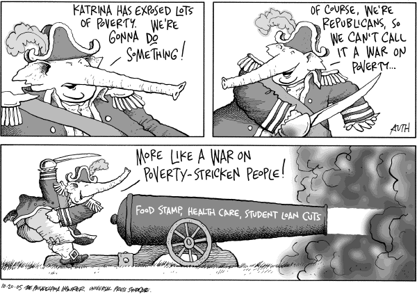 Political cartoon on GOP to Fix Economy by Tony Auth, Philadelphia Inquirer