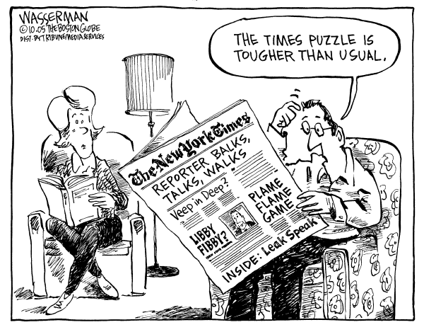 Political cartoon on Investigation Targets White House by Dan Wasserman, Boston Globe