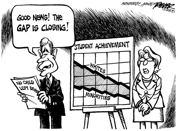 Political cartoon on Schools Making Progress by John Trevor, Albuquerque Journal