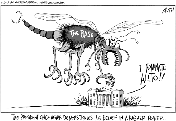 Political cartoon on Bush Nominates Samuel Alito by Tony Auth, Philadelphia Inquirer