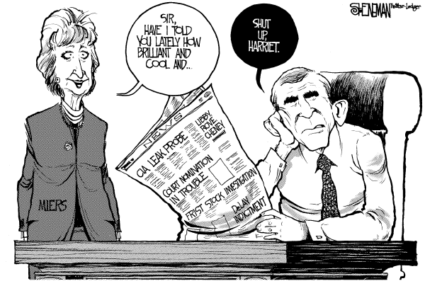 Political cartoon on President Bush Stays the Course by Drew Sheneman, Newark Star Ledger