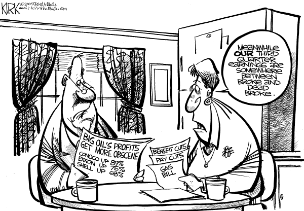 Political cartoon on Record Profits for Oil Companies by Kirk Walters, Toledo Blade