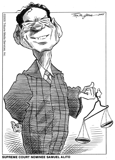 Political cartoon on Alito Battle Shapes Up by Taylor Jones, Tribune Media Services