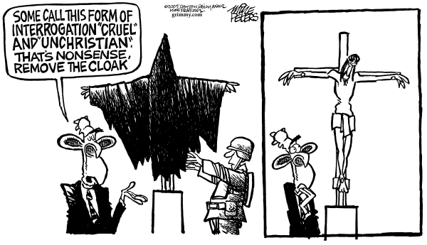 Political cartoon on CIA's Secret Prisons Exposed by Mike Peters, Dayton Daily News