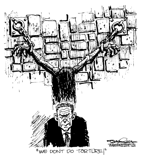 Political cartoon on CIA's Secret Prisons Exposed by Paul Conrad, Tribune Media Services