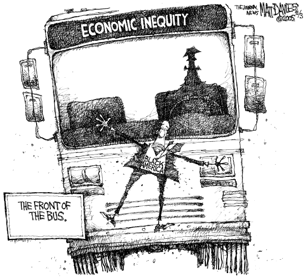 Political cartoon on Economy Holding Steady by Matt Davies, Journal News