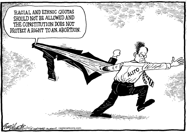 Political cartoon on Alito's Record Comes to Light by Bob Engelhart, Hartford Courant