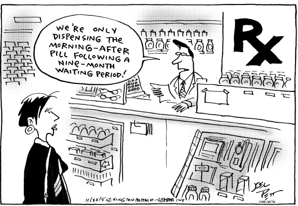 Political cartoon on Morning After Pill Creates Moral Dilemma by Joel Pett, Lexington Observer