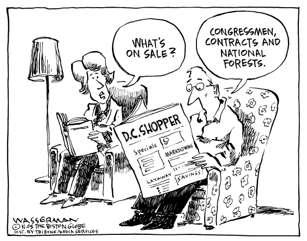 Political cartoon on Congressman Pleads Guilty to Bribery by Dan Wasserman, Boston Globe
