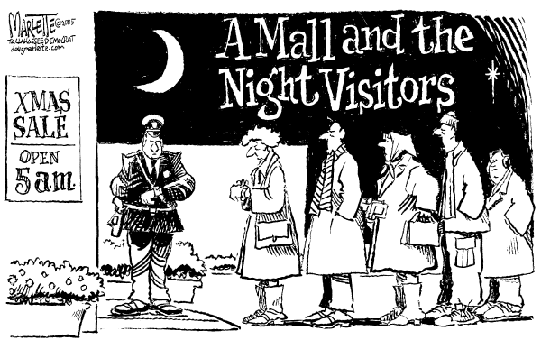 Political cartoon on Shopping Season Kicks Into Gear by Doug Marlette, Tallahasee Democrat