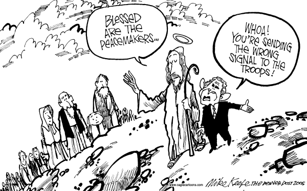 Political cartoon on Victory the Only Option, Bush Says by Mike Keefe, Denver Post