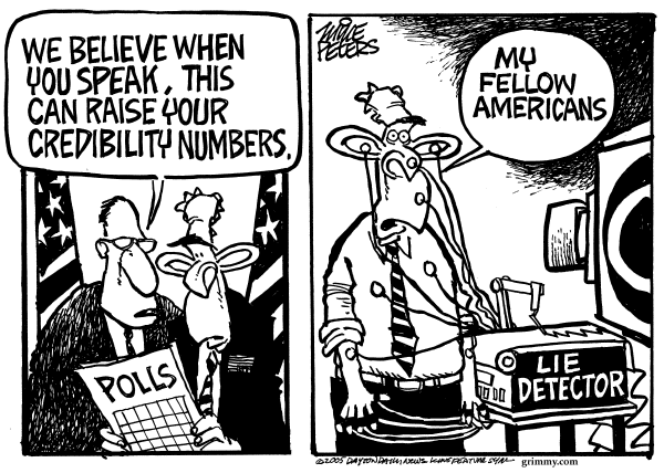 Political cartoon on Bush's Poll Numbers Remain Steady by Mike Peters, Dayton Daily News
