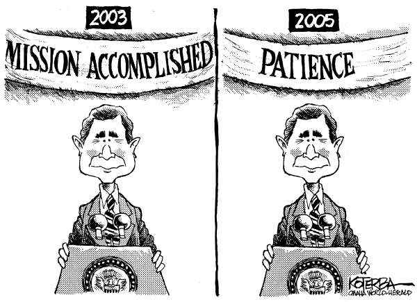 Political cartoon on Bush Plans for Victory by Jeff Koterba, Omaha World-Herald