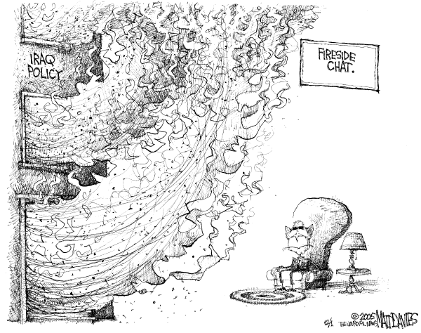 Political cartoon on Bush Plans for Victory by Matt Davies, Journal News