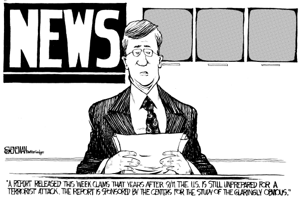 Political cartoon on 911 Report Critical of White House by Drew Sheneman, Newark Star Ledger