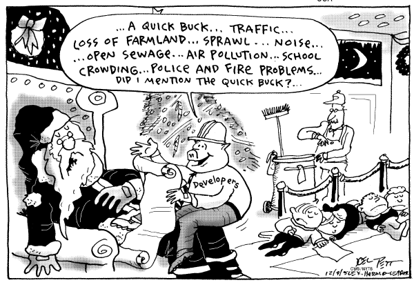 Political cartoon on Holiday Season Bolsters US Spirits by Joel Pett, Lexington Observer