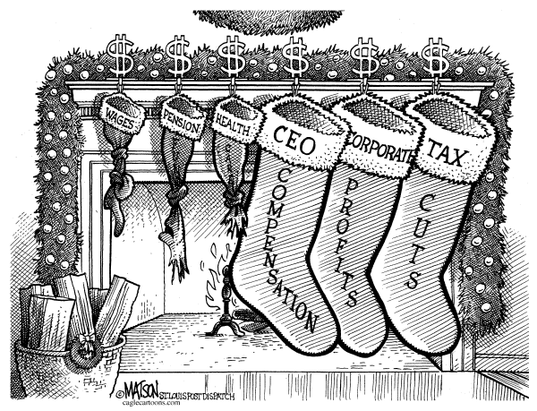 Political cartoon on Sacrifices Boost Economy by RJ Matson, New York Observer