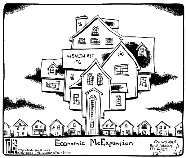 Political cartoon on Sacrifices Boost Economy by Tom Toles, Washington Post