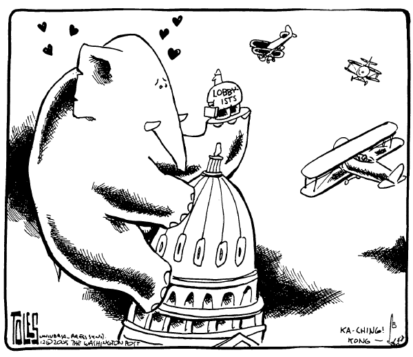 Political cartoon on Big Political Battles for GOP by Tom Toles, Washington Post